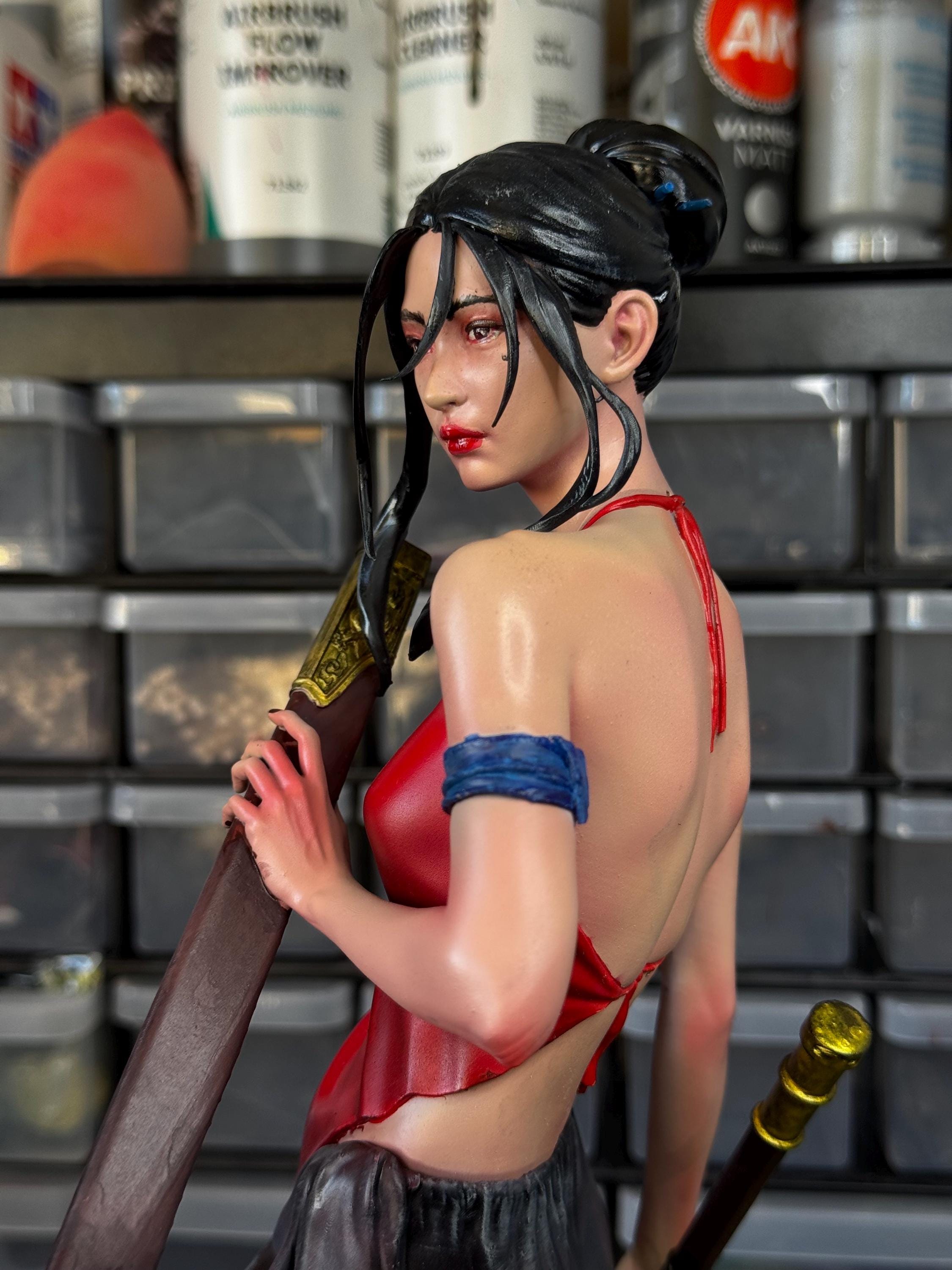 Vietnamese Swordsman Figure (3D Resin Printed & Hand-Painted) - Green A 3D