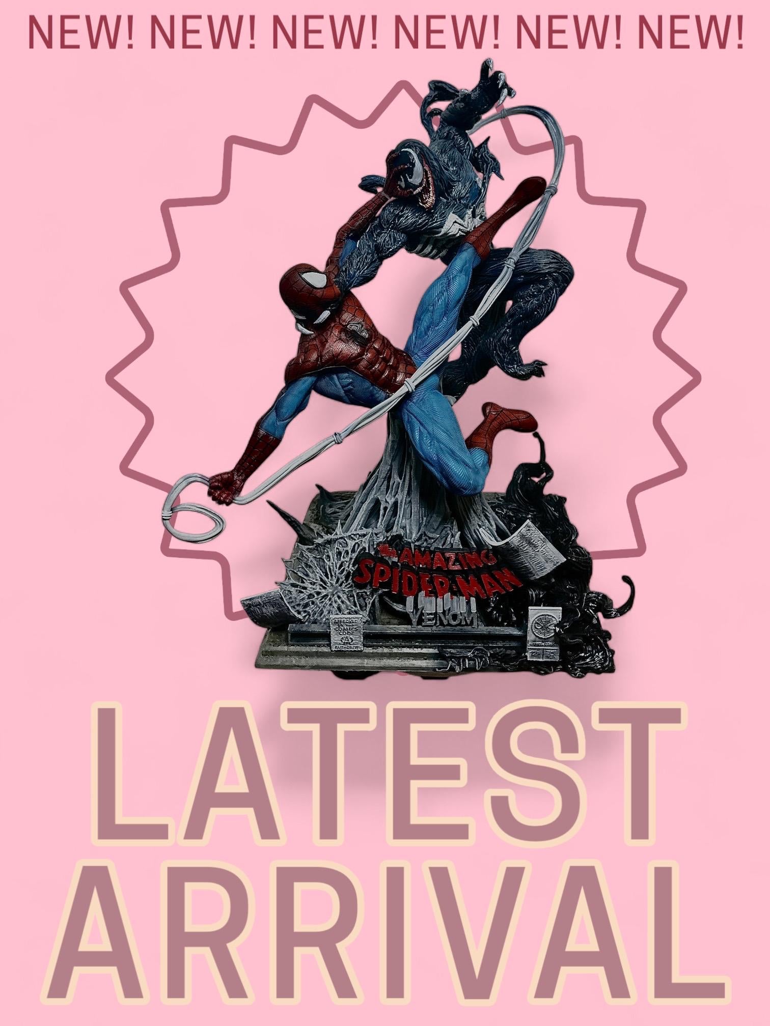 Premium Hand-painted Spider-Man Vs Venom Battle Scene (3D Resin Printed & Hand-Painted) - Green A 3D