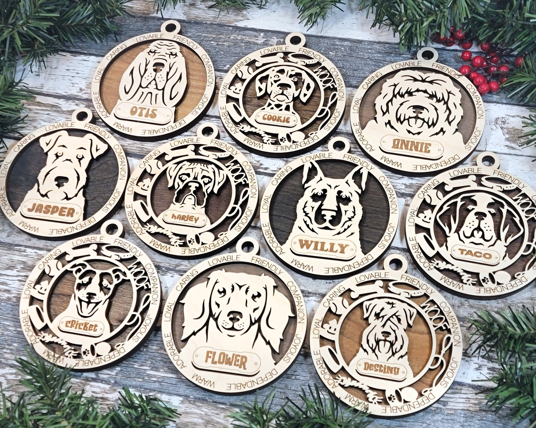 Custom Adorable Dog Ornaments