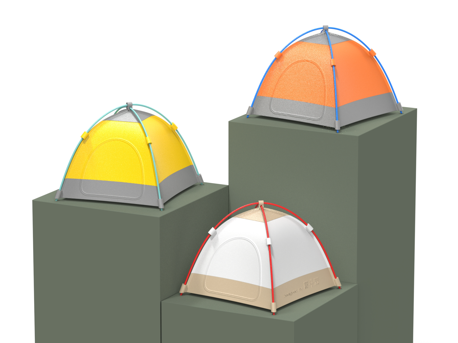 Mini Tent Night Light – 3D Printed LED Camping Lamp (Wired or Wireless) - Green A 3D